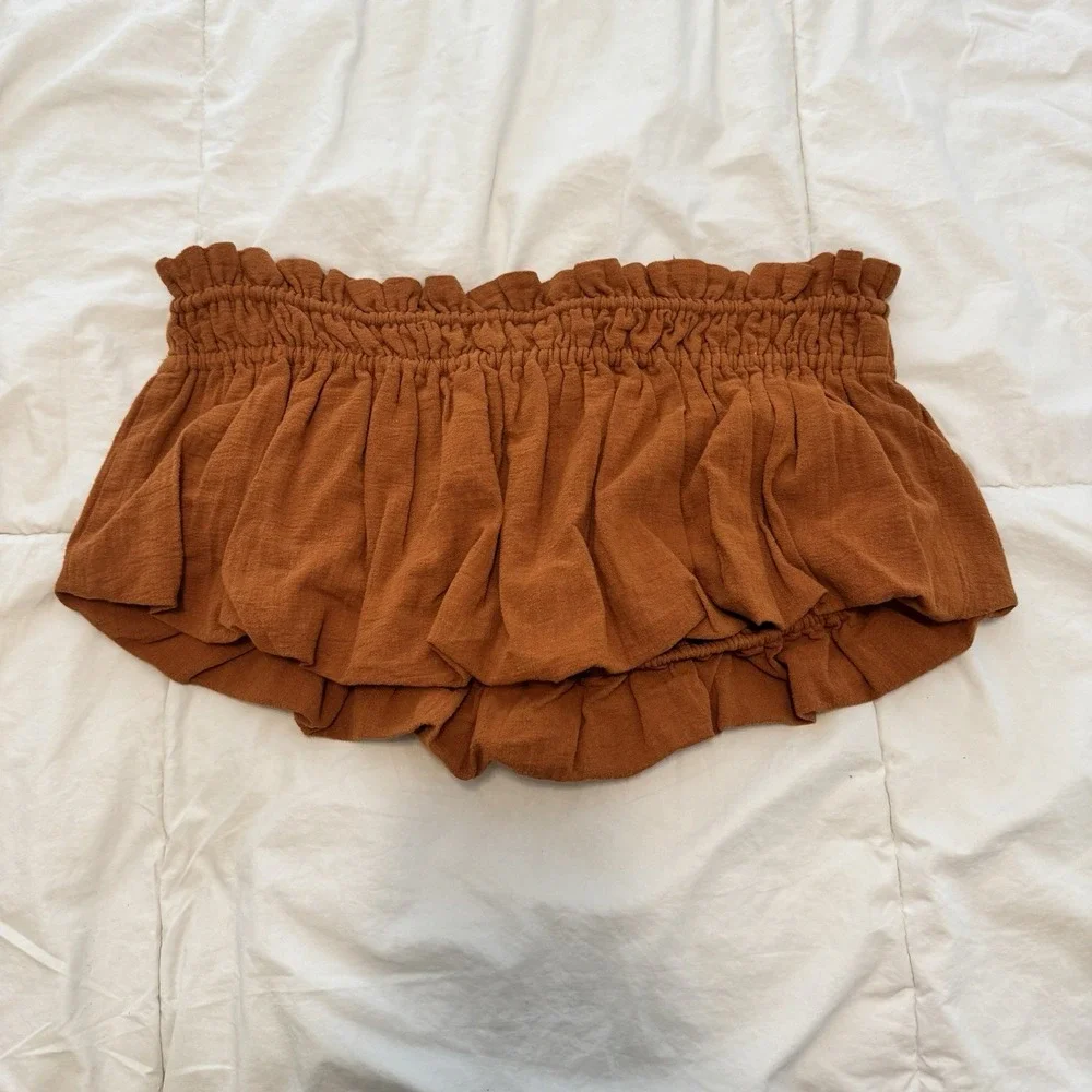 Free People Women's Crop Top Rust Color Size Large-100% Cotton-Beach-Boho-Breezy - Picture 4 of 5